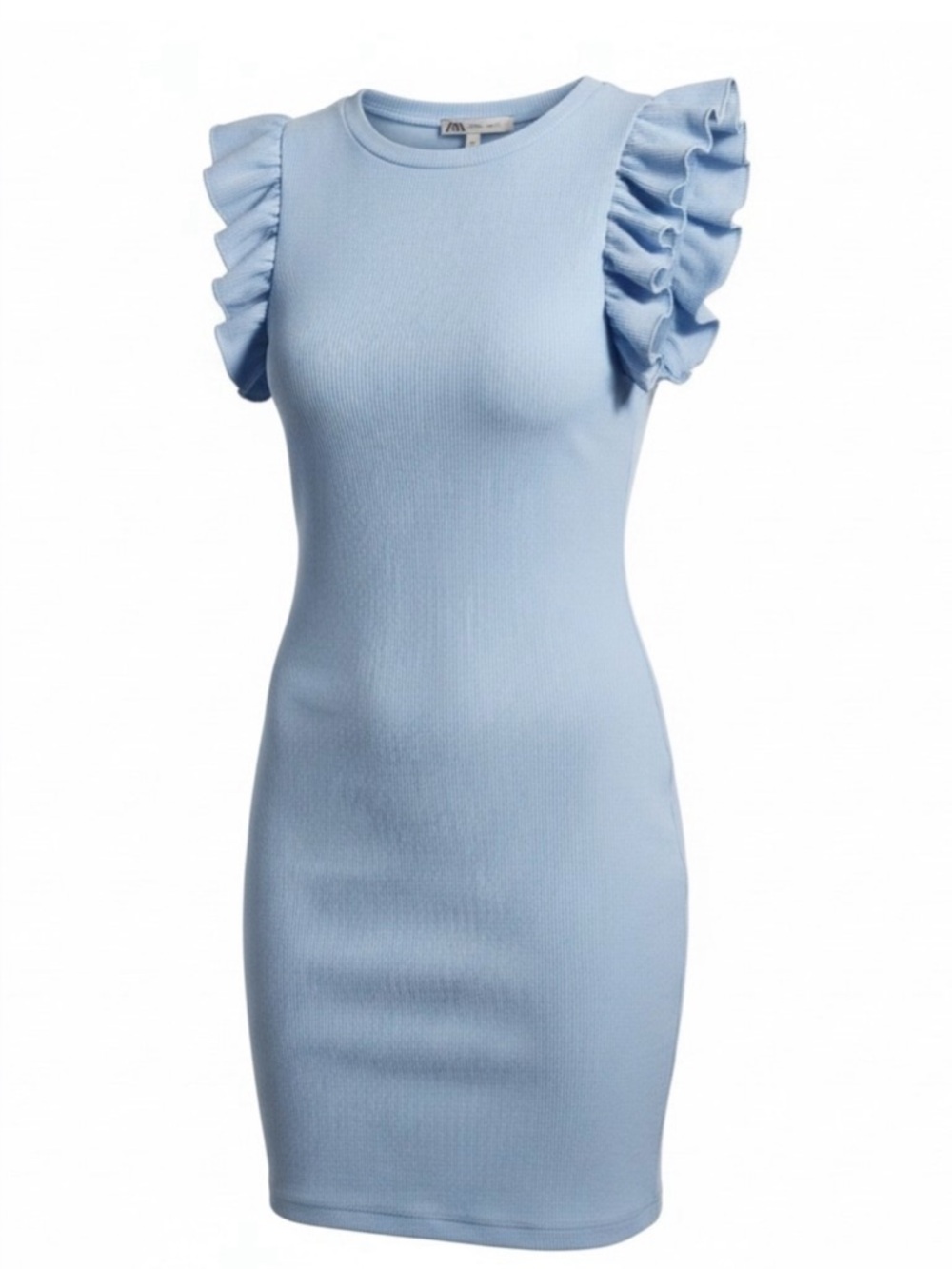 Zara Light Blue Flutter Sleeve Mini Dress